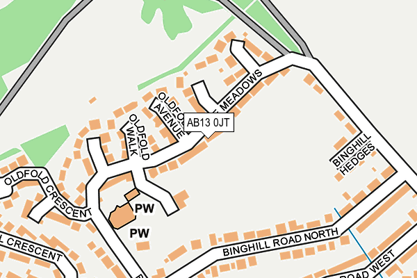 AB13 0JT map - OS OpenMap – Local (Ordnance Survey) AB13 0JT map - OS OpenMap – Local (Ordnance Survey)
