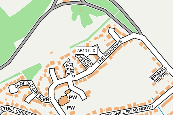 AB13 0JX map - OS OpenMap – Local (Ordnance Survey) AB13 0JX map - OS OpenMap – Local (Ordnance Survey)