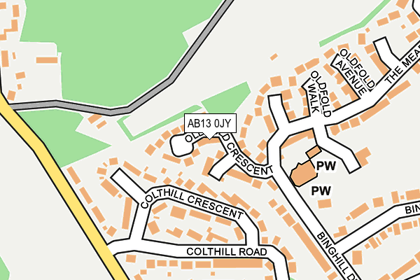 AB13 0JY map - OS OpenMap – Local (Ordnance Survey) AB13 0JY map - OS OpenMap – Local (Ordnance Survey)