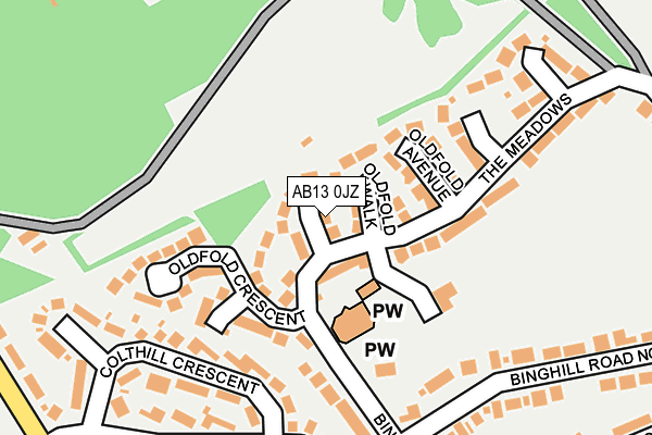 AB13 0JZ map - OS OpenMap – Local (Ordnance Survey) AB13 0JZ map - OS OpenMap – Local (Ordnance Survey)