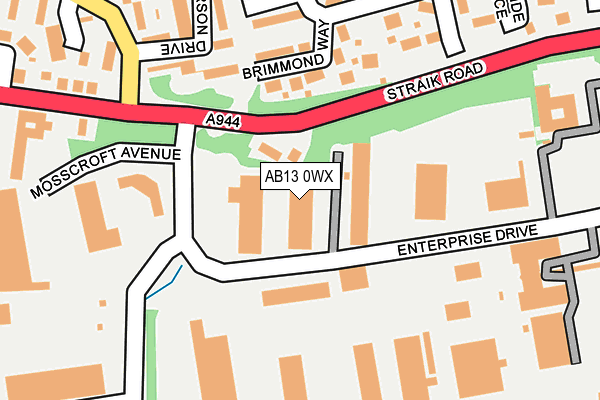 AB13 0WX map - OS OpenMap – Local (Ordnance Survey) AB13 0WX map - OS OpenMap – Local (Ordnance Survey)