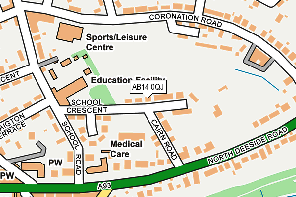 AB14 0QJ map - OS OpenMap – Local (Ordnance Survey) AB14 0QJ map - OS OpenMap – Local (Ordnance Survey)