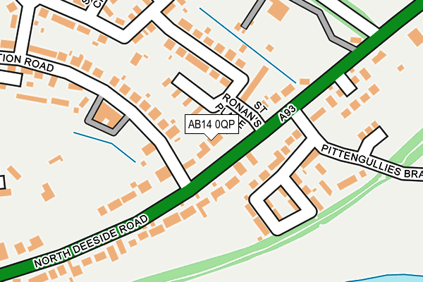 AB14 0QP map - OS OpenMap – Local (Ordnance Survey) AB14 0QP map - OS OpenMap – Local (Ordnance Survey)