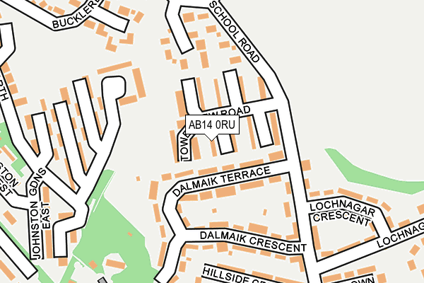 AB14 0RU map - OS OpenMap – Local (Ordnance Survey) AB14 0RU map - OS OpenMap – Local (Ordnance Survey)