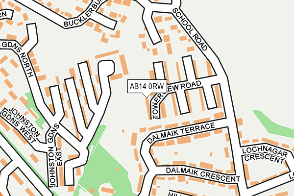AB14 0RW map - OS OpenMap – Local (Ordnance Survey) AB14 0RW map - OS OpenMap – Local (Ordnance Survey)