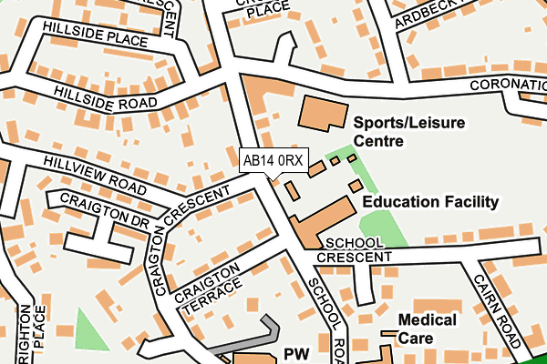 AB14 0RX map - OS OpenMap – Local (Ordnance Survey) AB14 0RX map - OS OpenMap – Local (Ordnance Survey)