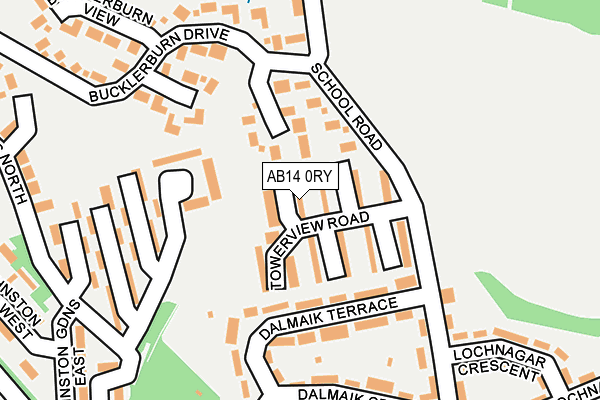 AB14 0RY map - OS OpenMap – Local (Ordnance Survey) AB14 0RY map - OS OpenMap – Local (Ordnance Survey)