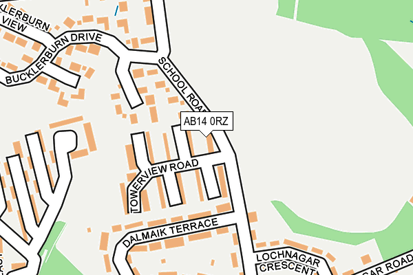 AB14 0RZ map - OS OpenMap – Local (Ordnance Survey) AB14 0RZ map - OS OpenMap – Local (Ordnance Survey)