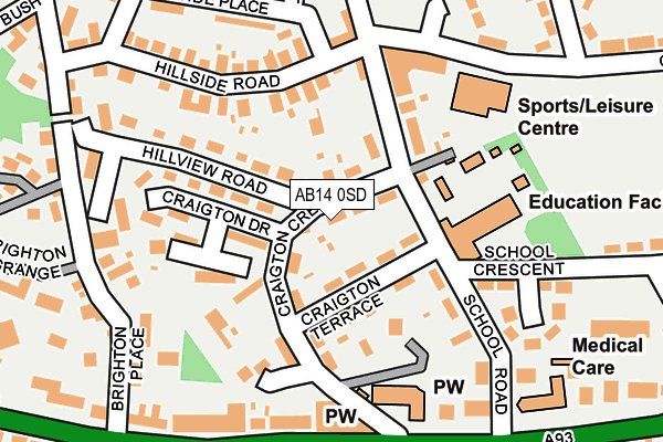AB14 0SD map - OS OpenMap – Local (Ordnance Survey) AB14 0SD map - OS OpenMap – Local (Ordnance Survey)