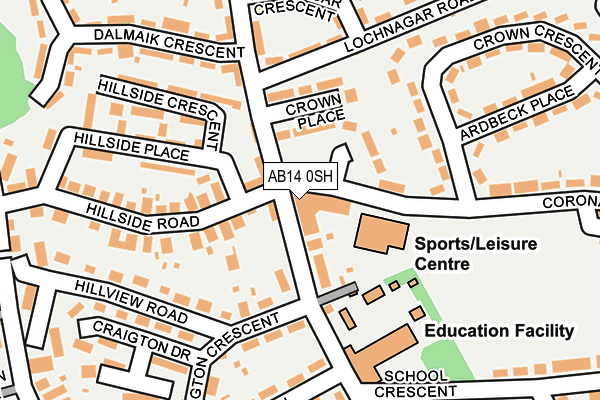 AB14 0SH map - OS OpenMap – Local (Ordnance Survey) AB14 0SH map - OS OpenMap – Local (Ordnance Survey)