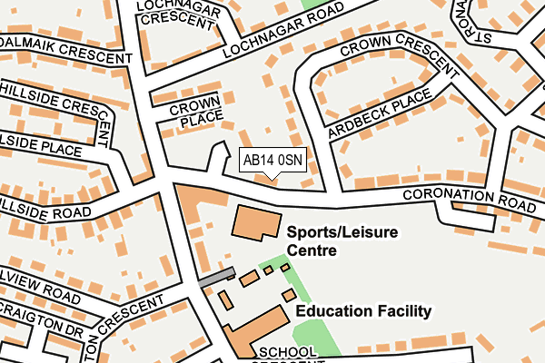 AB14 0SN map - OS OpenMap – Local (Ordnance Survey) AB14 0SN map - OS OpenMap – Local (Ordnance Survey)
