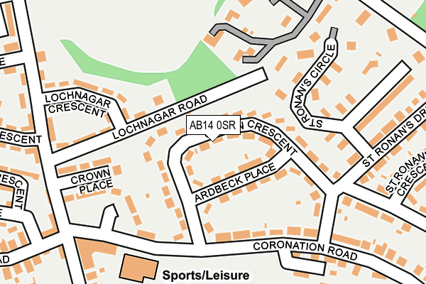 AB14 0SR map - OS OpenMap – Local (Ordnance Survey) AB14 0SR map - OS OpenMap – Local (Ordnance Survey)