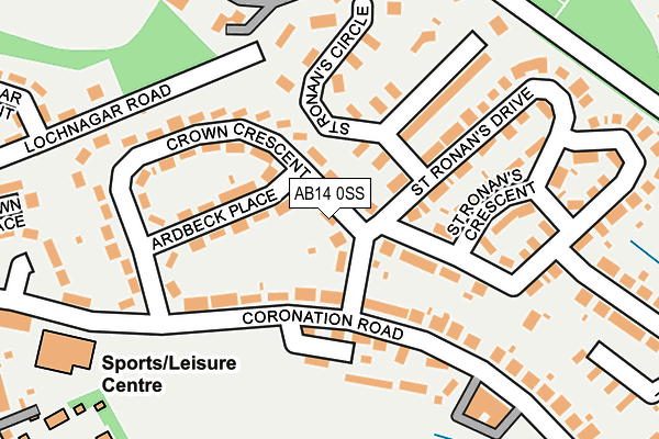 AB14 0SS map - OS OpenMap – Local (Ordnance Survey) AB14 0SS map - OS OpenMap – Local (Ordnance Survey)