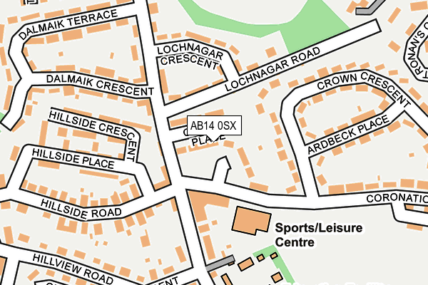 AB14 0SX map - OS OpenMap – Local (Ordnance Survey) AB14 0SX map - OS OpenMap – Local (Ordnance Survey)