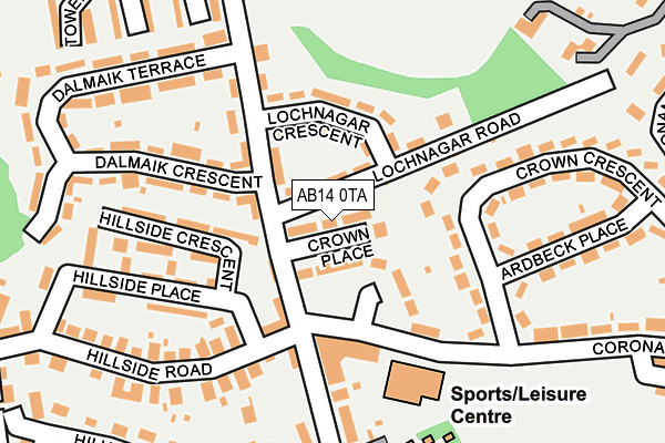 AB14 0TA map - OS OpenMap – Local (Ordnance Survey) AB14 0TA map - OS OpenMap – Local (Ordnance Survey)