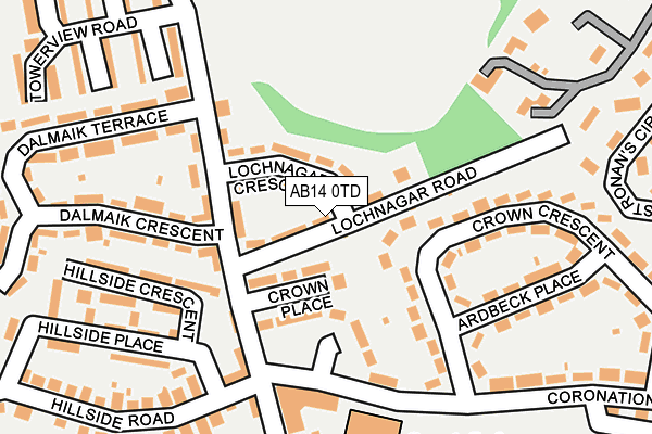 AB14 0TD map - OS OpenMap – Local (Ordnance Survey) AB14 0TD map - OS OpenMap – Local (Ordnance Survey)