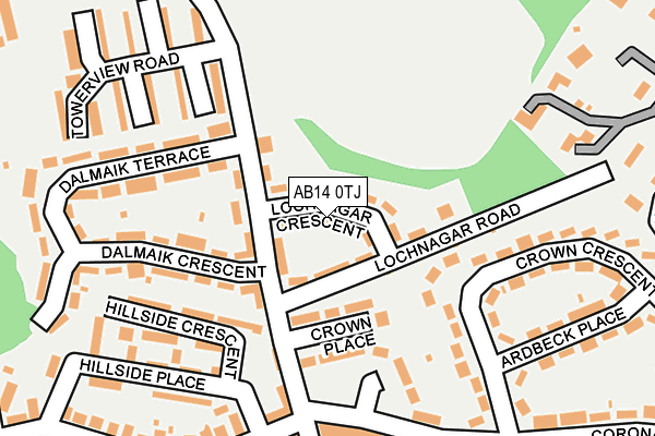 AB14 0TJ map - OS OpenMap – Local (Ordnance Survey) AB14 0TJ map - OS OpenMap – Local (Ordnance Survey)