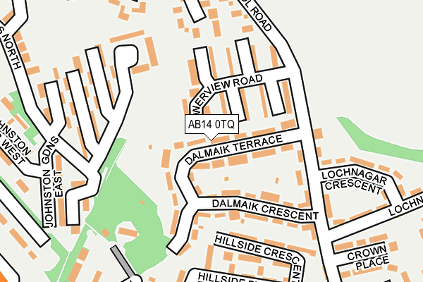AB14 0TQ map - OS OpenMap – Local (Ordnance Survey) AB14 0TQ map - OS OpenMap – Local (Ordnance Survey)