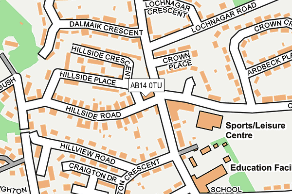 AB14 0TU map - OS OpenMap – Local (Ordnance Survey) AB14 0TU map - OS OpenMap – Local (Ordnance Survey)