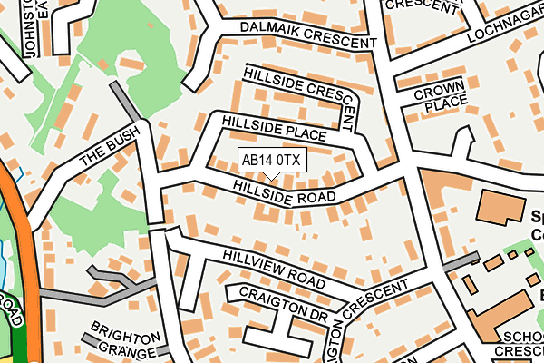 AB14 0TX map - OS OpenMap – Local (Ordnance Survey) AB14 0TX map - OS OpenMap – Local (Ordnance Survey)