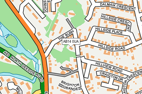AB14 0UA map - OS OpenMap – Local (Ordnance Survey) AB14 0UA map - OS OpenMap – Local (Ordnance Survey)
