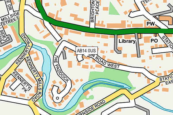 AB14 0US map - OS OpenMap – Local (Ordnance Survey) AB14 0US map - OS OpenMap – Local (Ordnance Survey)