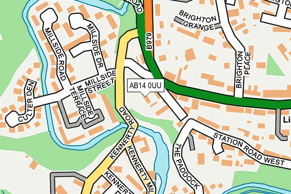 AB14 0UU map - OS OpenMap – Local (Ordnance Survey) AB14 0UU map - OS OpenMap – Local (Ordnance Survey)