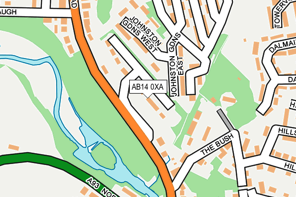 AB14 0XA map - OS OpenMap – Local (Ordnance Survey) AB14 0XA map - OS OpenMap – Local (Ordnance Survey)