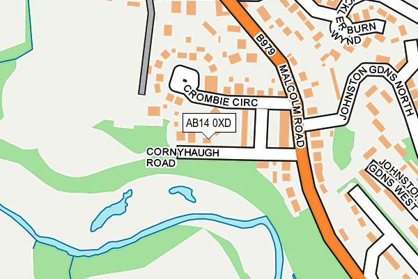 AB14 0XD map - OS OpenMap – Local (Ordnance Survey) AB14 0XD map - OS OpenMap – Local (Ordnance Survey)