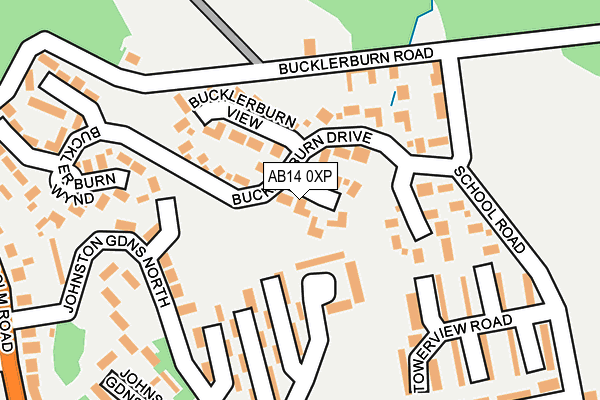 AB14 0XP map - OS OpenMap – Local (Ordnance Survey)
