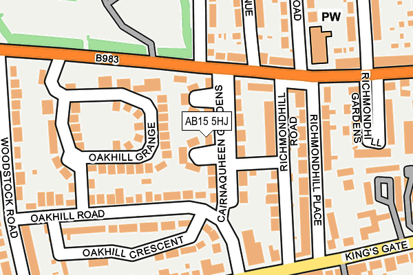AB15 5HJ map - OS OpenMap – Local (Ordnance Survey) AB15 5HJ map - OS OpenMap – Local (Ordnance Survey)