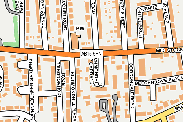 AB15 5HN map - OS OpenMap – Local (Ordnance Survey) AB15 5HN map - OS OpenMap – Local (Ordnance Survey)