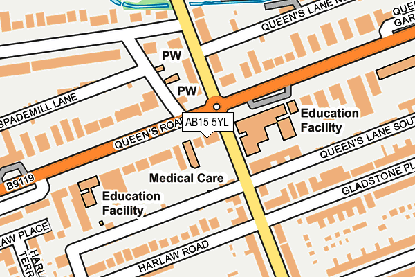 AB15 5YL map - OS OpenMap – Local (Ordnance Survey) AB15 5YL map - OS OpenMap – Local (Ordnance Survey)