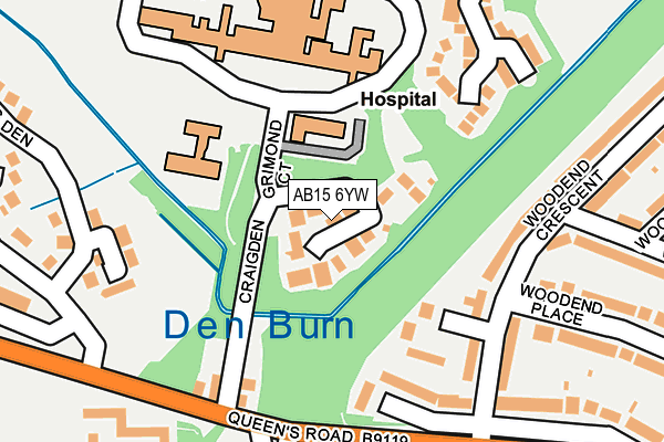 AB15 6YW map - OS OpenMap – Local (Ordnance Survey)