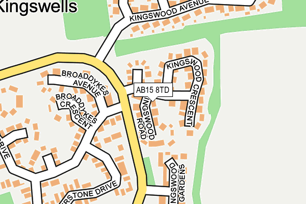AB15 8TD map - OS OpenMap – Local (Ordnance Survey) AB15 8TD map - OS OpenMap – Local (Ordnance Survey)