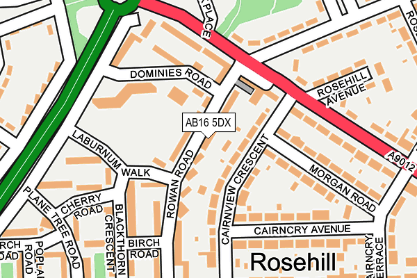 AB16 5DX map - OS OpenMap – Local (Ordnance Survey)