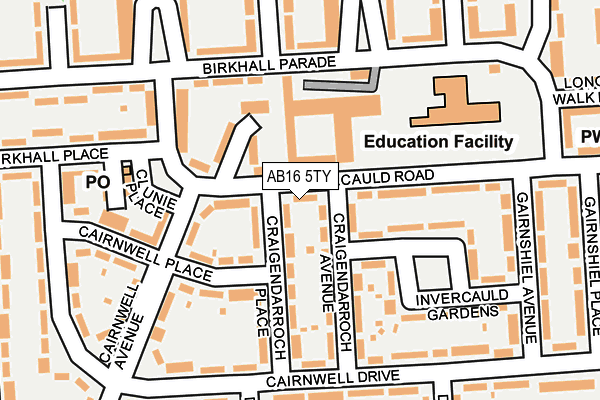 AB16 5TY map - OS OpenMap – Local (Ordnance Survey) AB16 5TY map - OS OpenMap – Local (Ordnance Survey)
