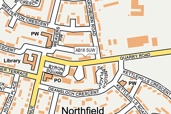 AB16 5UW map - OS OpenMap – Local (Ordnance Survey) AB16 5UW map - OS OpenMap – Local (Ordnance Survey)
