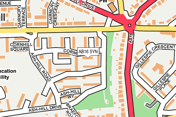 AB16 5YN map - OS OpenMap – Local (Ordnance Survey) AB16 5YN map - OS OpenMap – Local (Ordnance Survey)