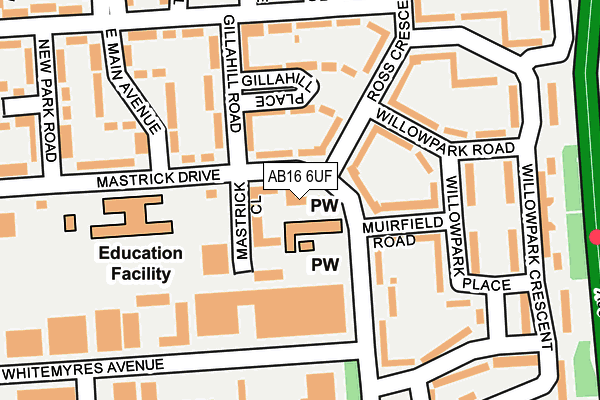 AB16 6UF map - OS OpenMap – Local (Ordnance Survey) AB16 6UF map - OS OpenMap – Local (Ordnance Survey)