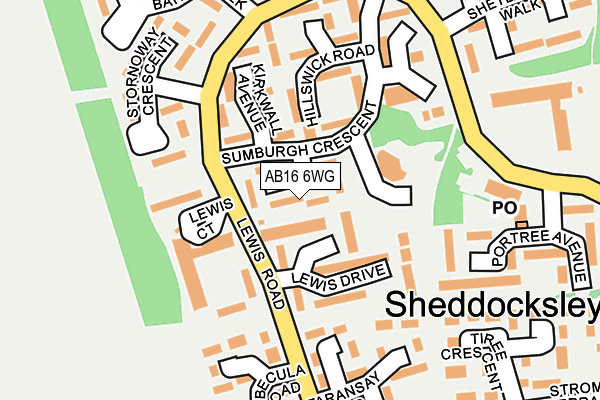 AB16 6WG map - OS OpenMap – Local (Ordnance Survey)