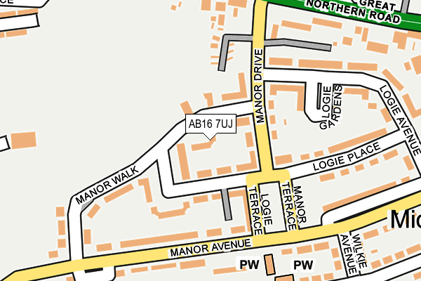 AB16 7UJ map - OS OpenMap – Local (Ordnance Survey) AB16 7UJ map - OS OpenMap – Local (Ordnance Survey)
