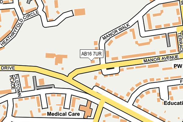 AB16 7UR map - OS OpenMap – Local (Ordnance Survey) AB16 7UR map - OS OpenMap – Local (Ordnance Survey)