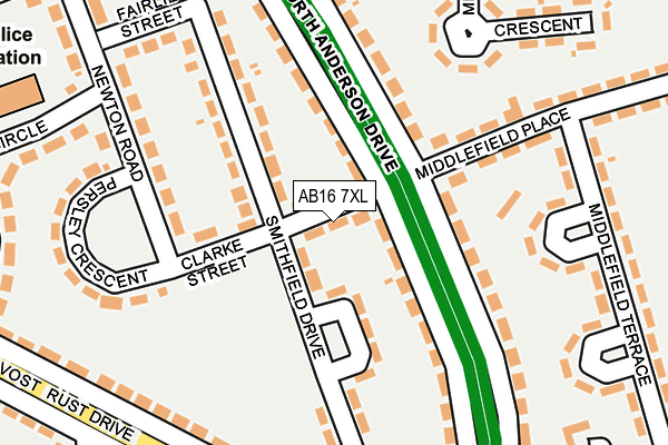 AB16 7XL map - OS OpenMap – Local (Ordnance Survey)
