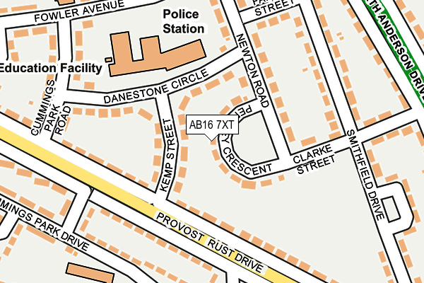 AB16 7XT map - OS OpenMap – Local (Ordnance Survey)