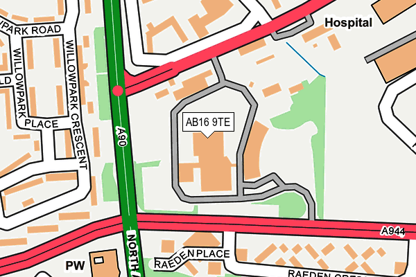 AB16 9TE map - OS OpenMap – Local (Ordnance Survey) AB16 9TE map - OS OpenMap – Local (Ordnance Survey)