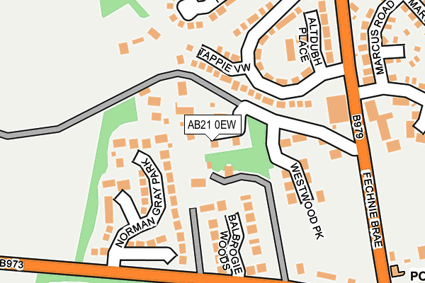 AB21 0EW map - OS OpenMap – Local (Ordnance Survey) AB21 0EW map - OS OpenMap – Local (Ordnance Survey)