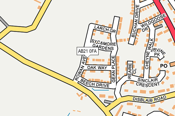 AB21 0FA map - OS OpenMap – Local (Ordnance Survey) AB21 0FA map - OS OpenMap – Local (Ordnance Survey)
