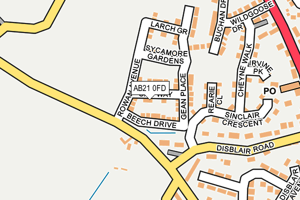 AB21 0FD map - OS OpenMap – Local (Ordnance Survey) AB21 0FD map - OS OpenMap – Local (Ordnance Survey)