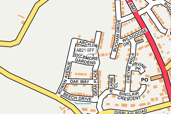 AB21 0FF map - OS OpenMap – Local (Ordnance Survey) AB21 0FF map - OS OpenMap – Local (Ordnance Survey)